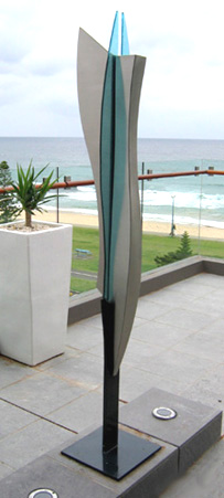 'Falling Angel' - stainless steel and kiln textured glass